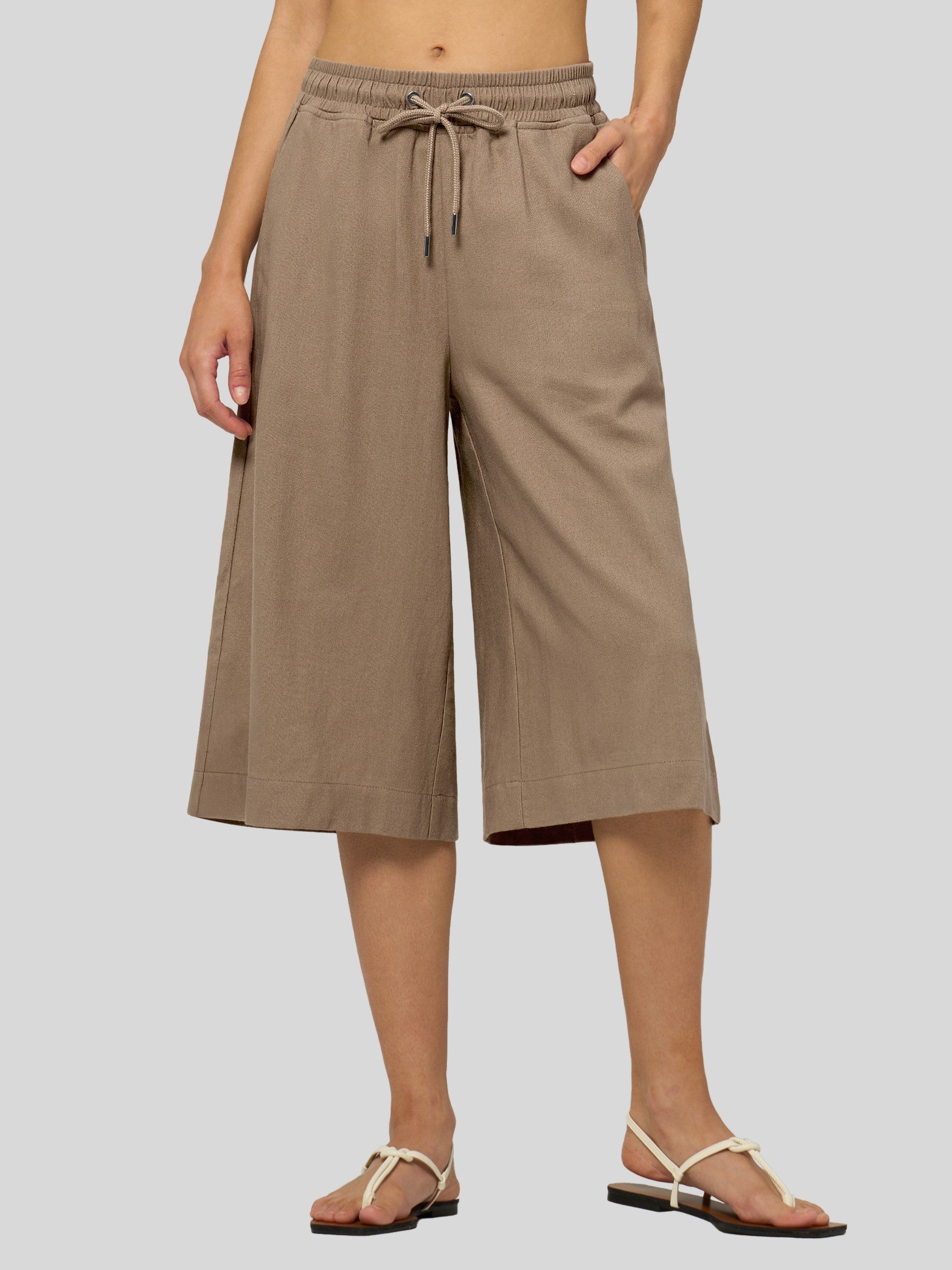 Women's Cotton Linen Easy Wide-Leg Capris - Image 31