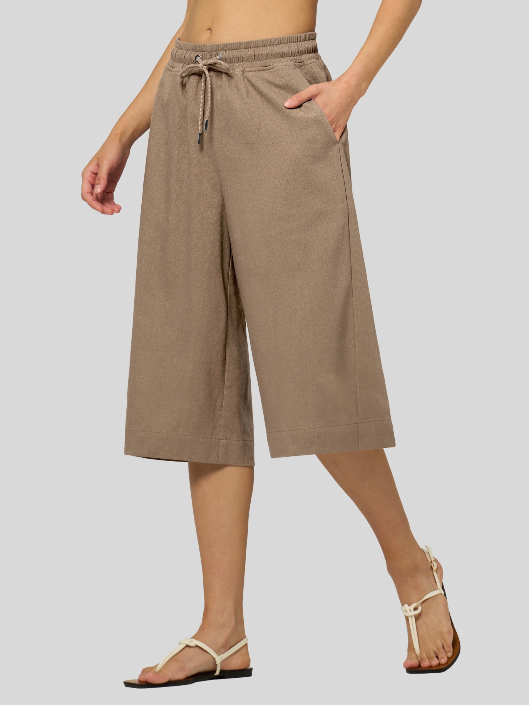 Women's Cotton Linen Easy Wide-Leg Capris - Image 33