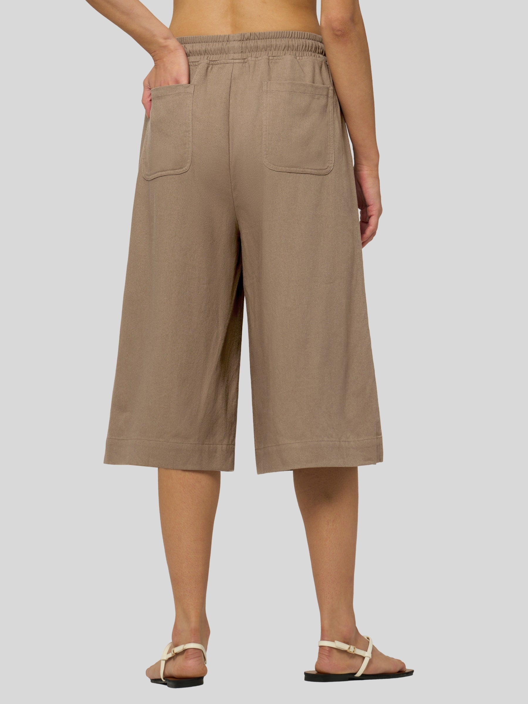 Women's Cotton Linen Easy Wide-Leg Capris - Image 34