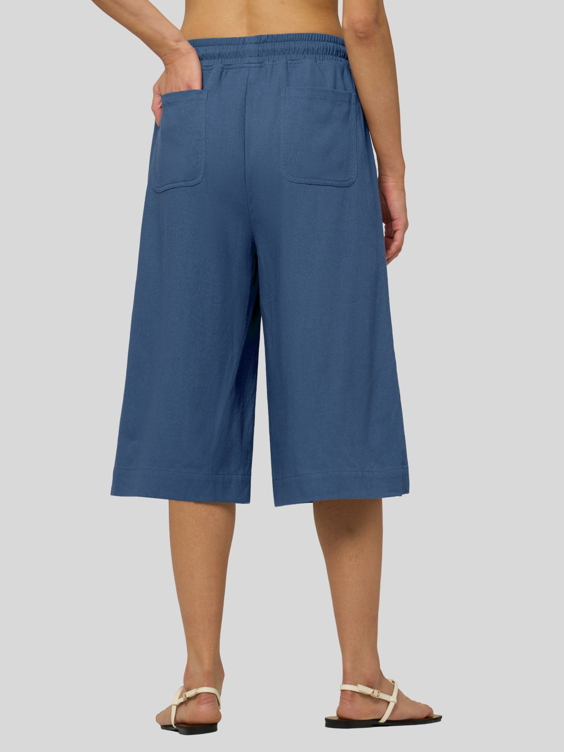 Women's Cotton Linen Easy Wide-Leg Capris - Image 38