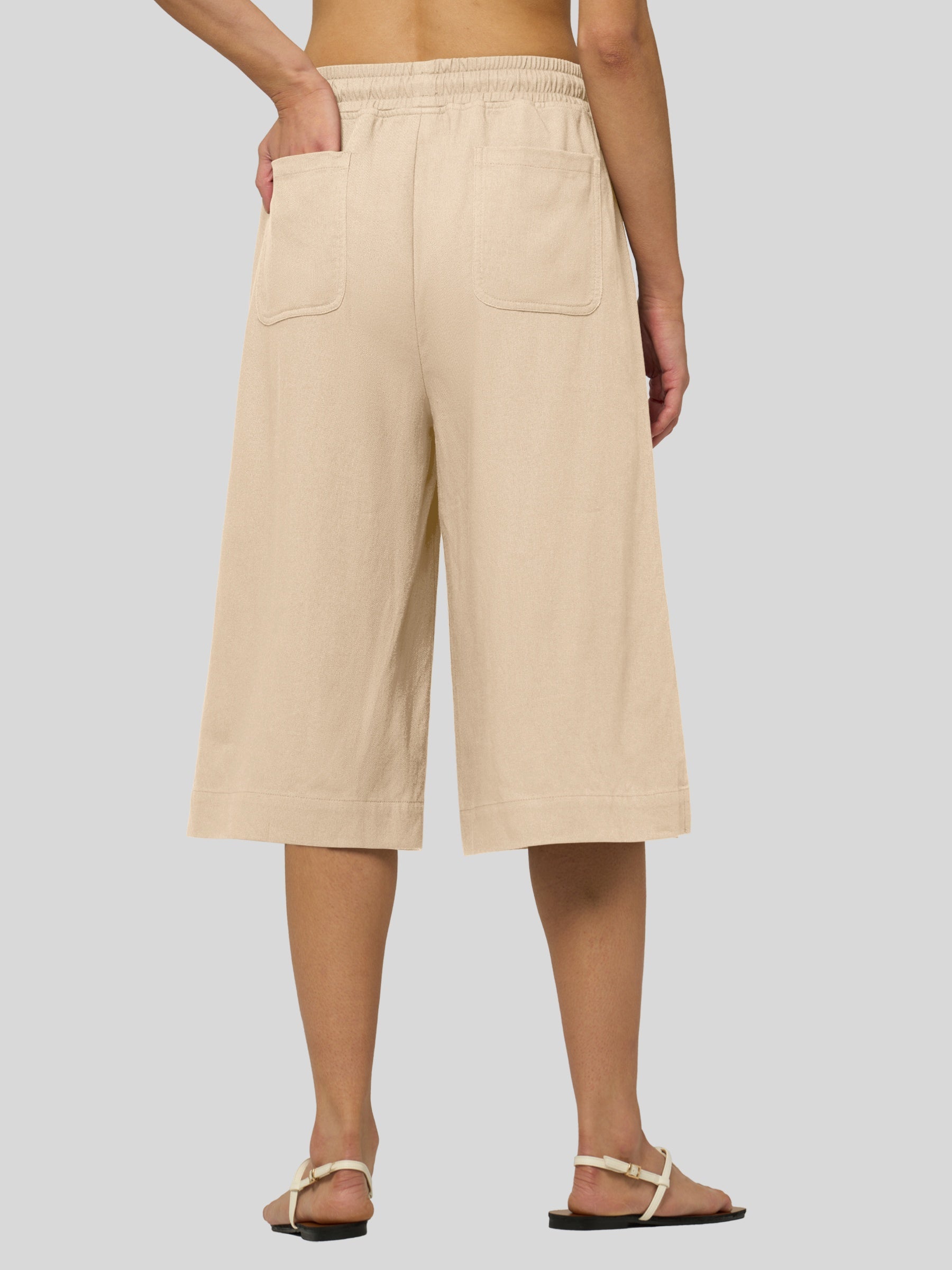 Women's Cotton Linen Easy Wide-Leg Capris - Image 43