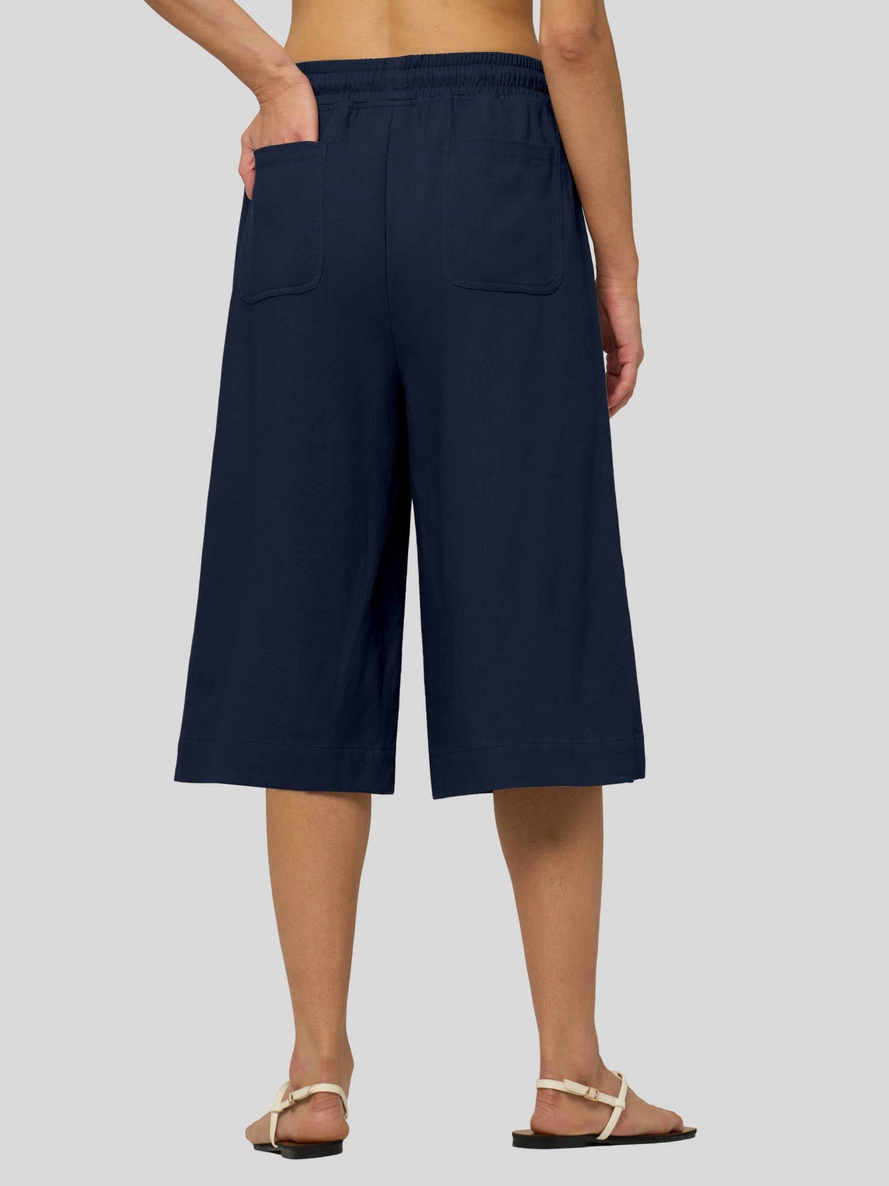 Women's Cotton Linen Easy Wide-Leg Capris - Image 48
