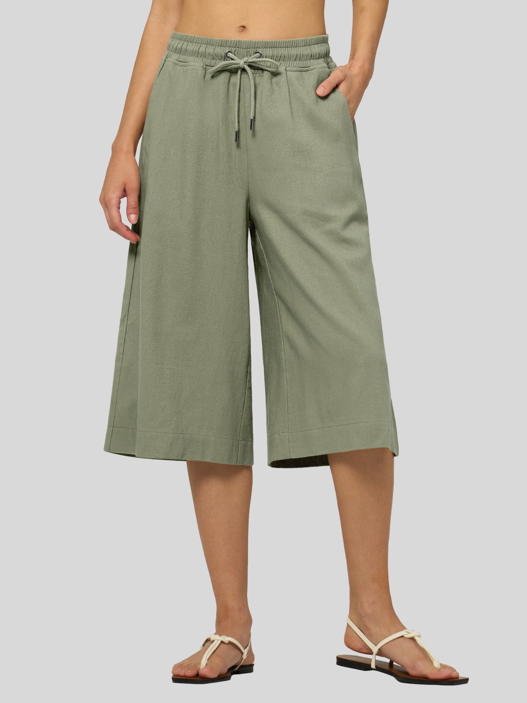 Women's Cotton Linen Easy Wide-Leg Capris - Image 51