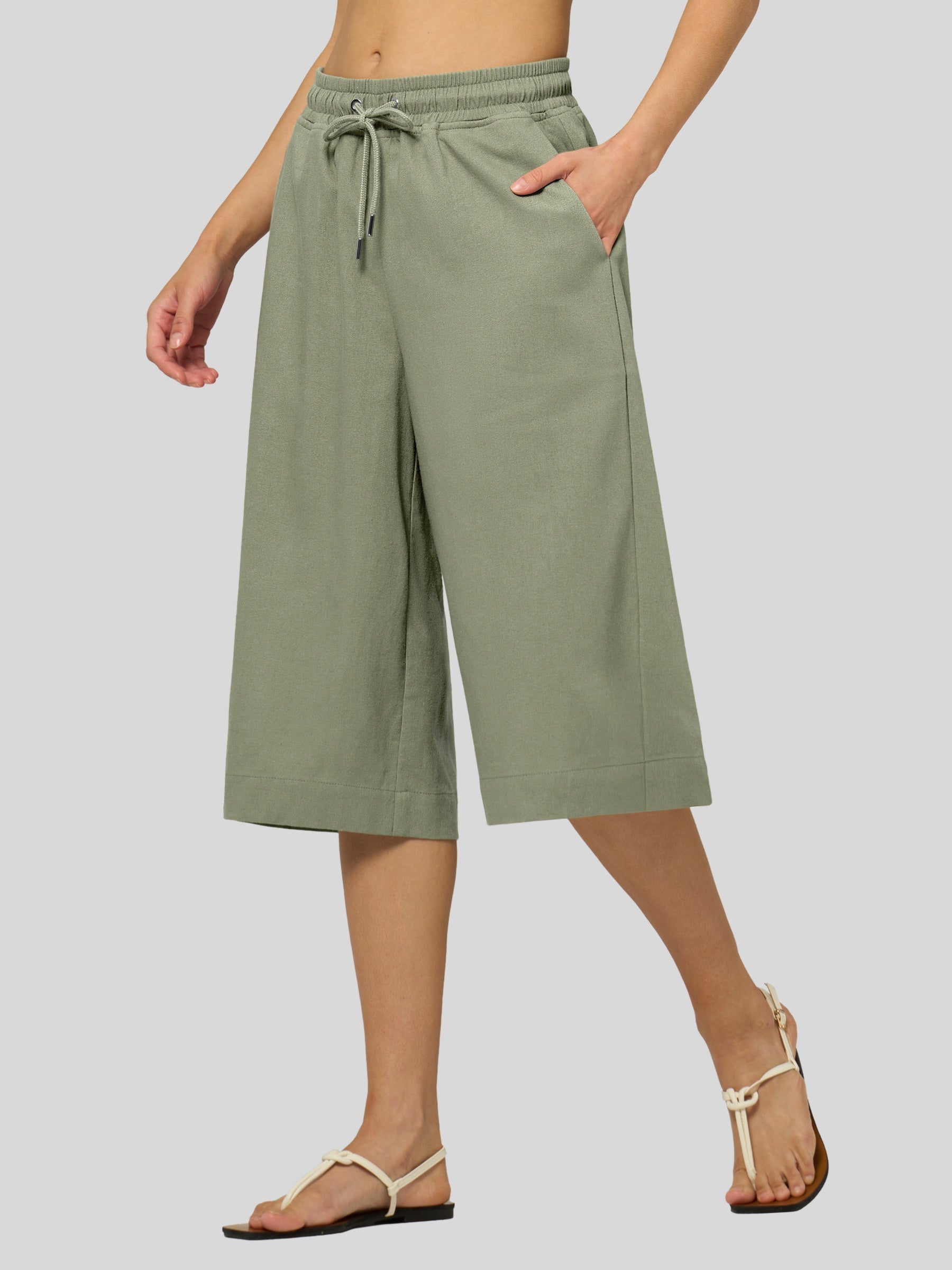 Women's Cotton Linen Easy Wide-Leg Capris - Image 52