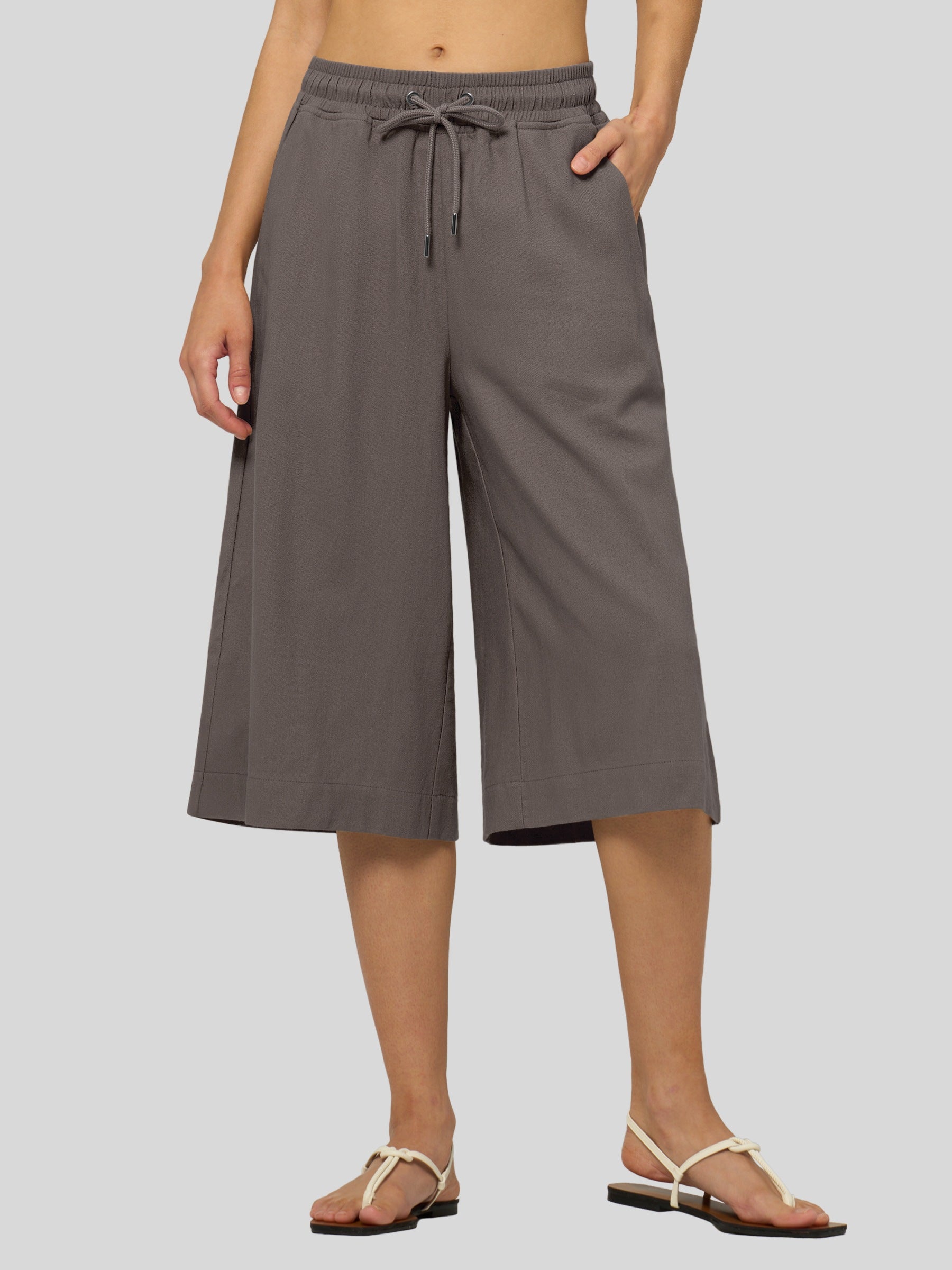 Women's Cotton Linen Easy Wide-Leg Capris - Image 56