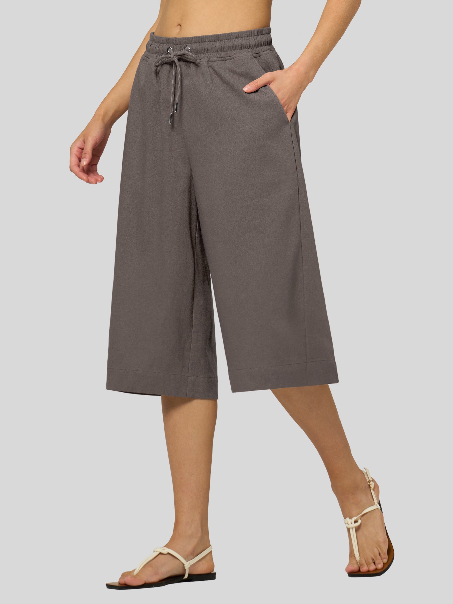 Women's Cotton Linen Easy Wide-Leg Capris - Image 57
