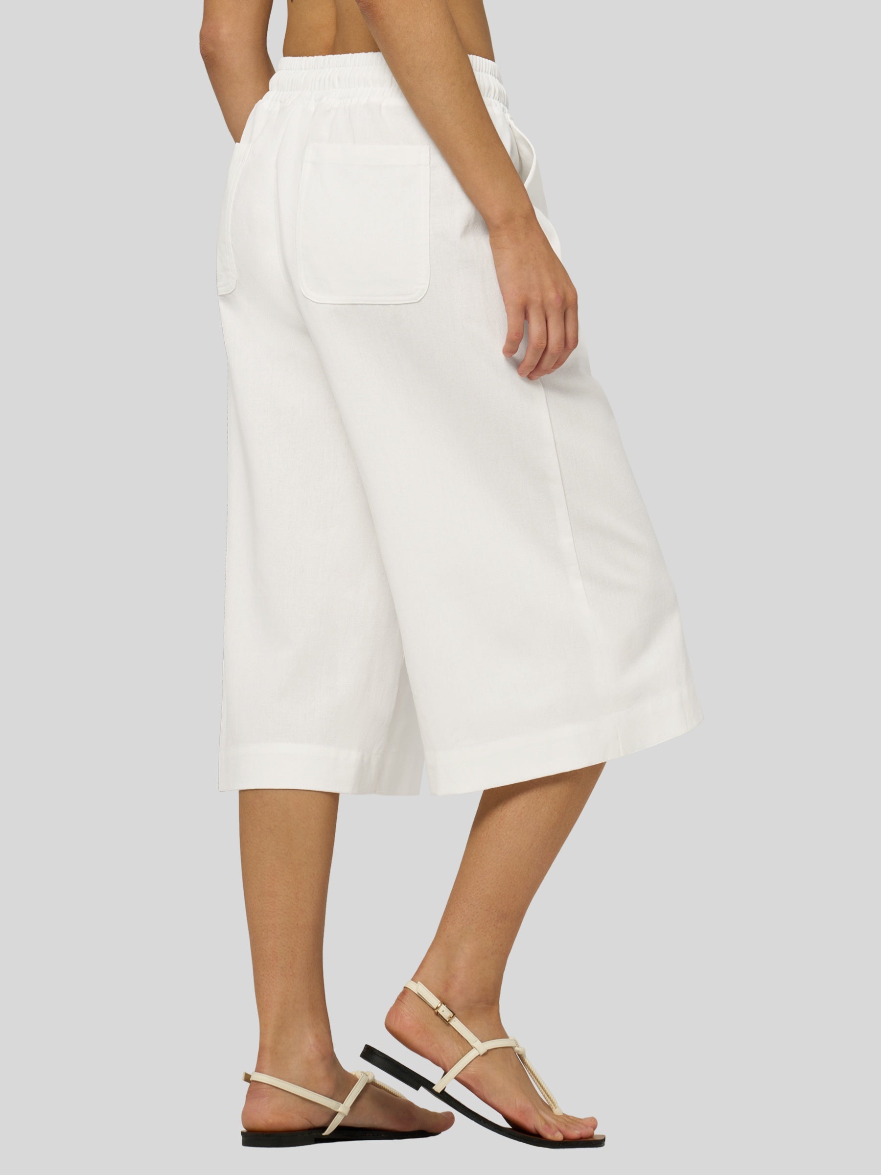 Women's Cotton Linen Easy Wide-Leg Capris - Image 3