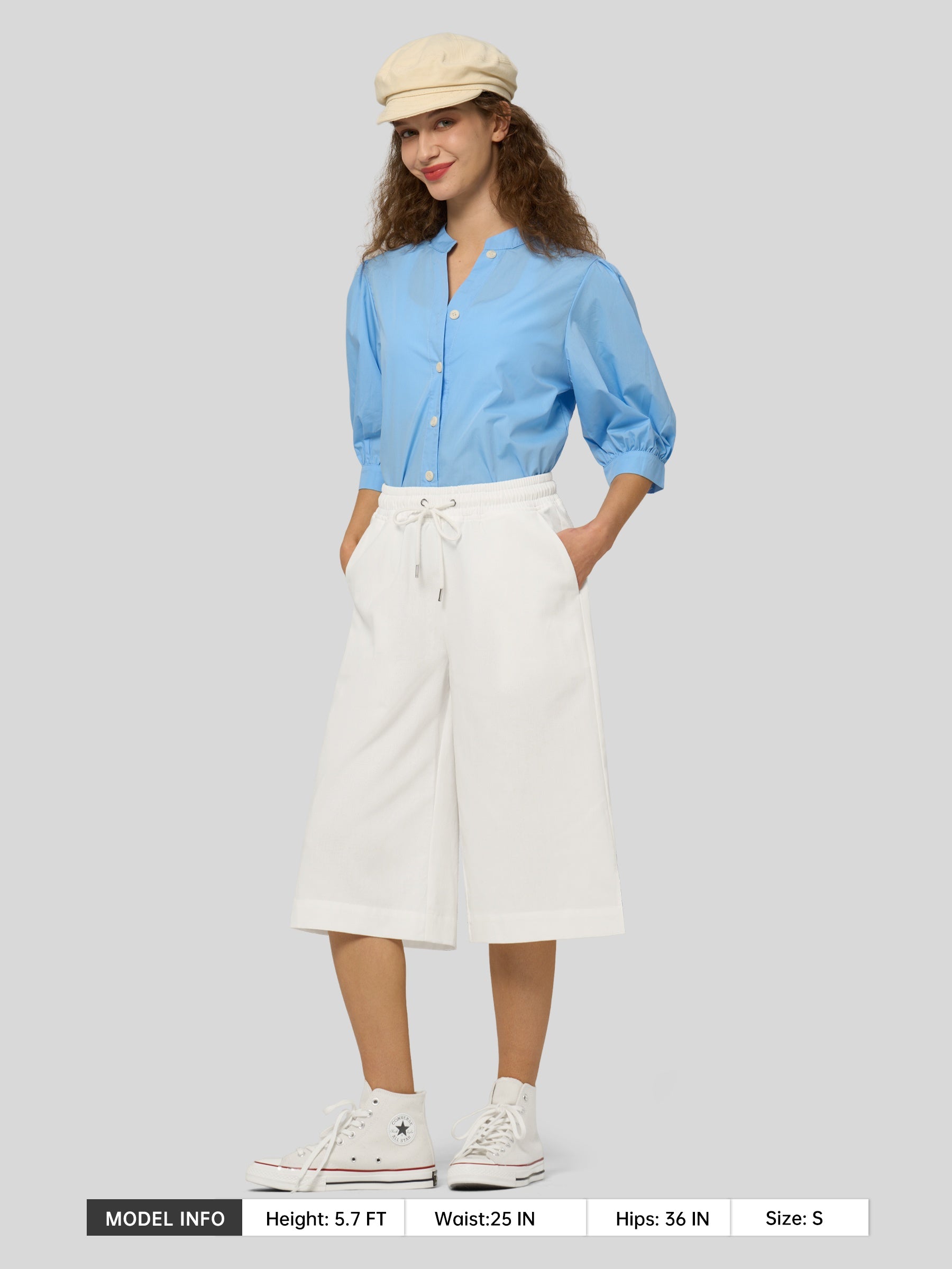 Women's Cotton Linen Easy Wide-Leg Capris - Image 4