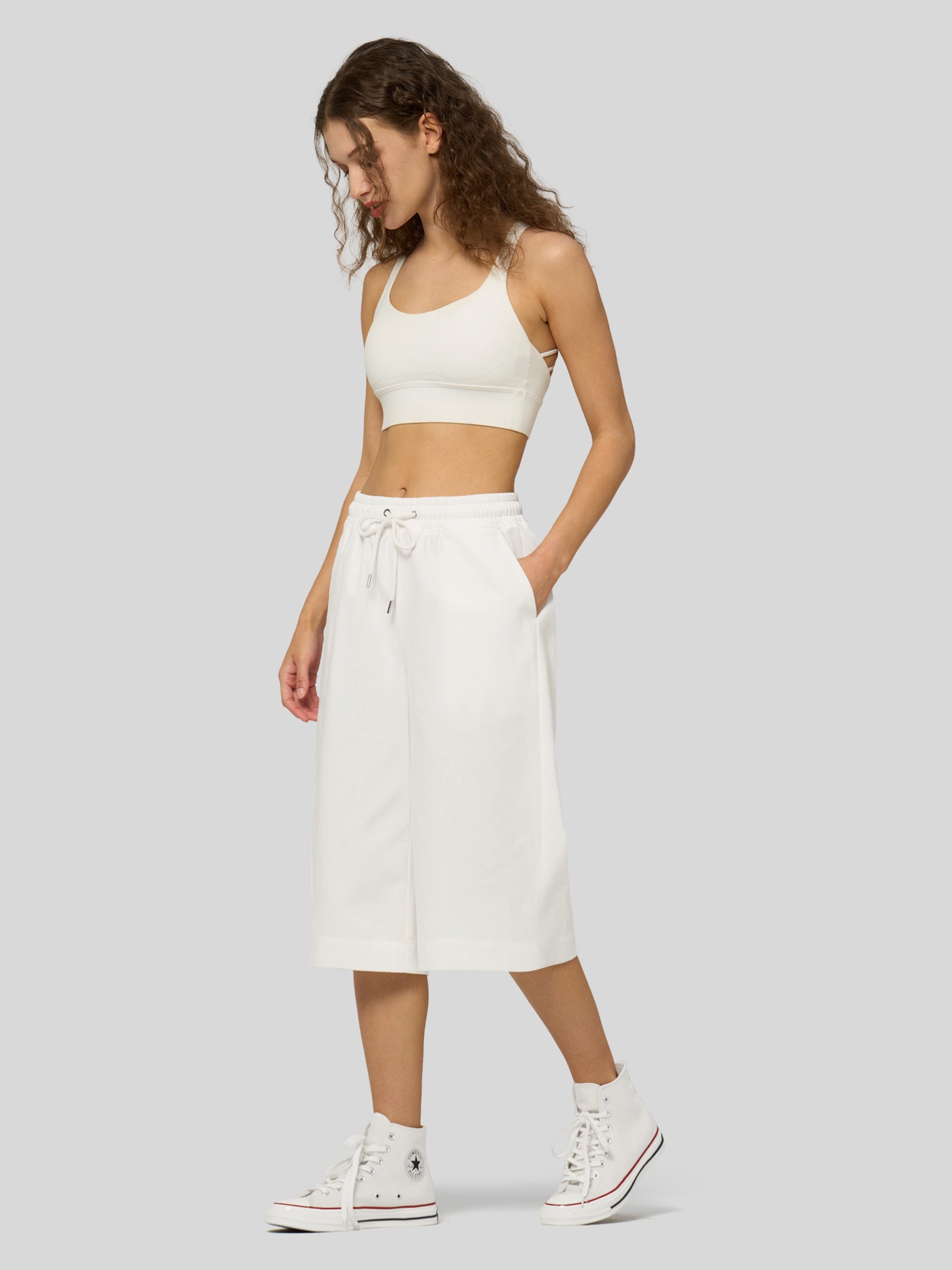 Women's Cotton Linen Easy Wide-Leg Capris - Image 5