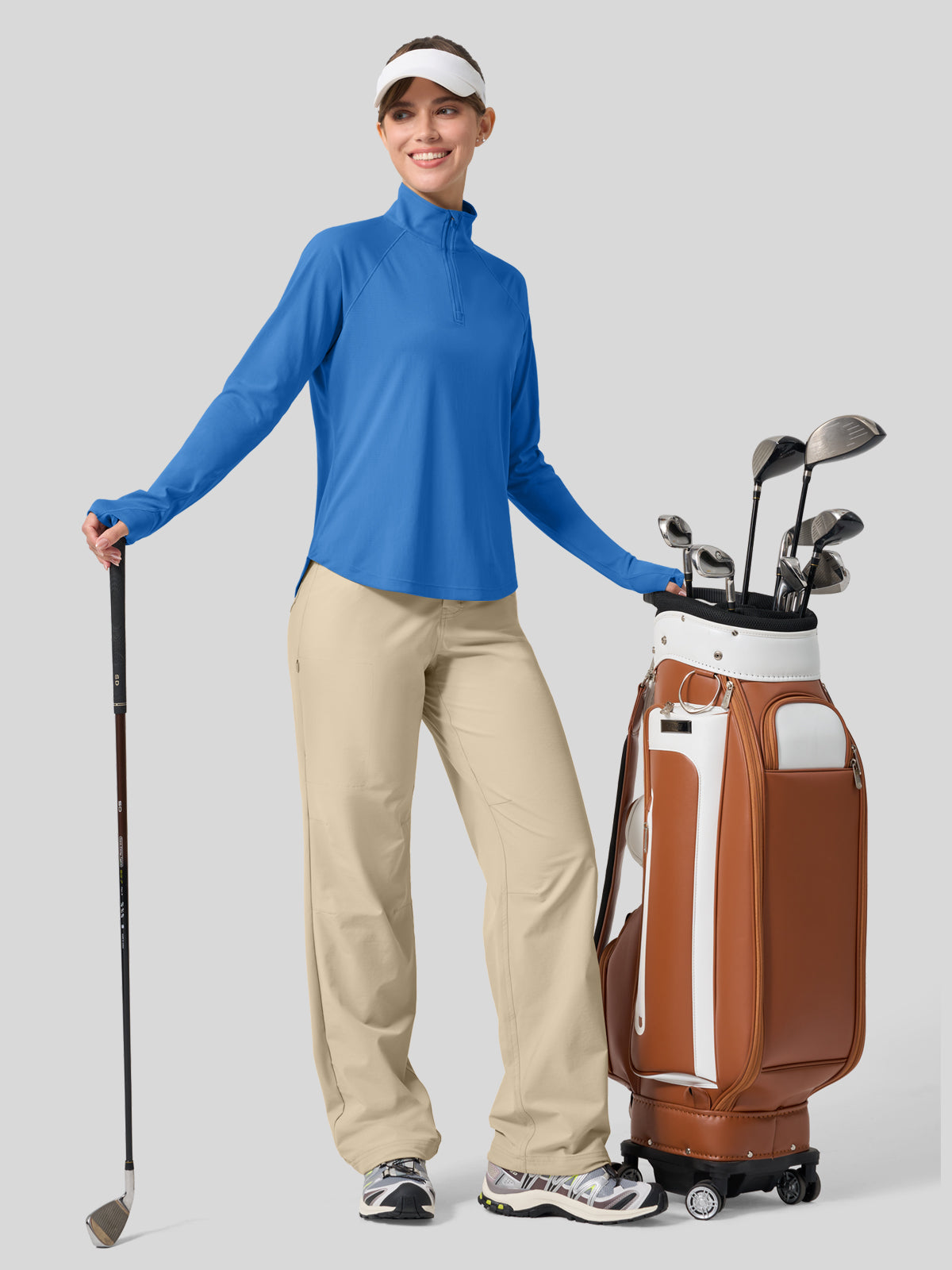 Women's Aero Sun Long Sleeve Zip Polo Shirt UPF 50+ - Image 23