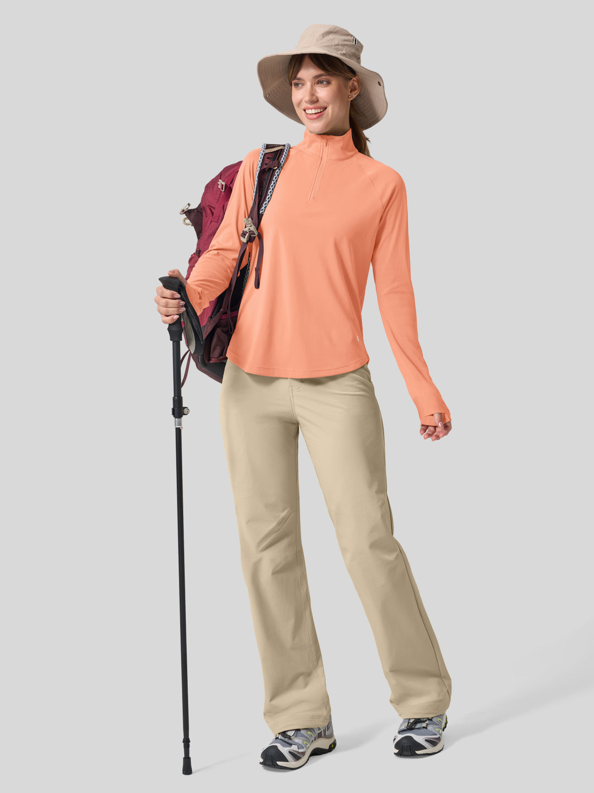 Women's Aero Sun Long Sleeve Zip Polo Shirt UPF 50+ - Image 27