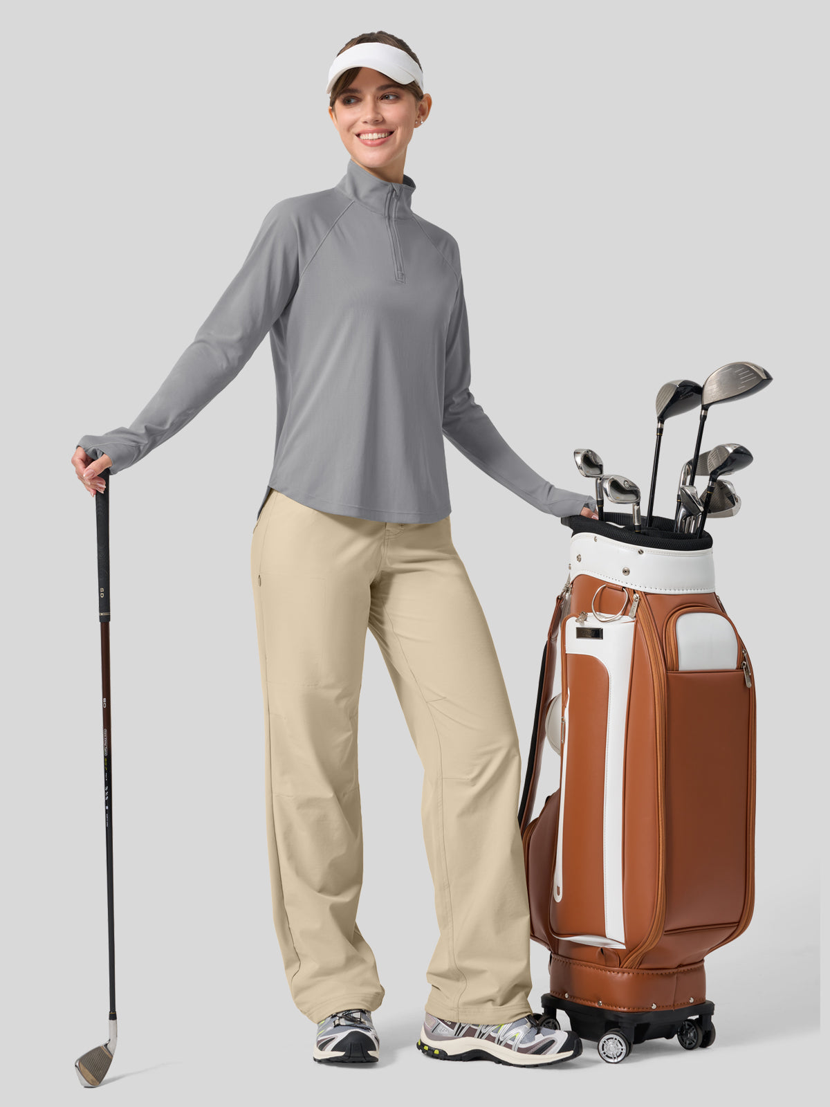 Women's Aero Sun Long Sleeve Zip Polo Shirt UPF 50+ - Image 31