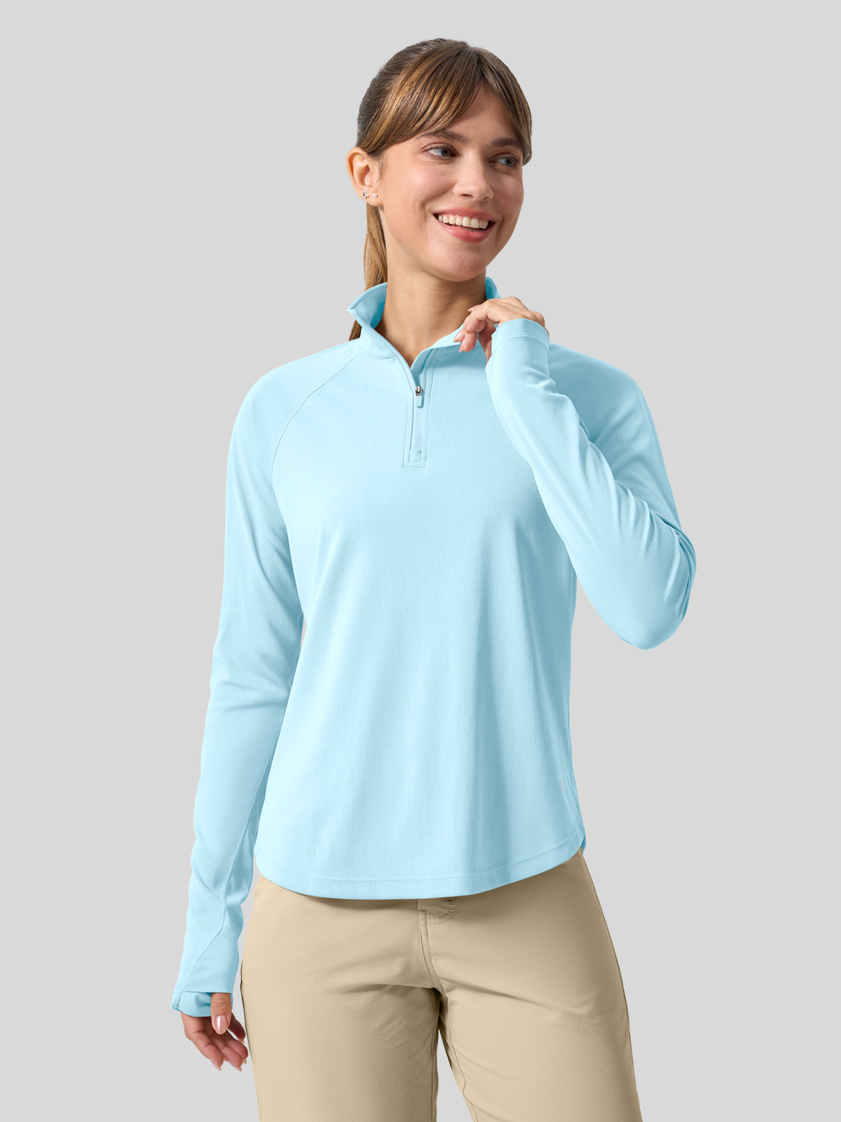Women's Aero Sun Long Sleeve Zip Polo Shirt UPF 50+ - Image 32