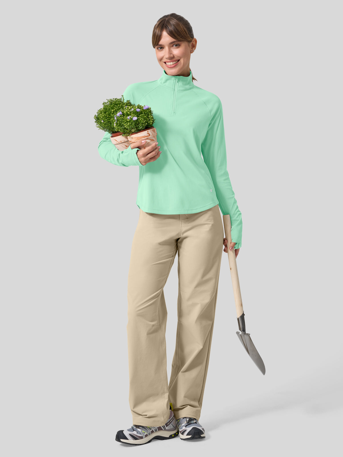 Women's Aero Sun Long Sleeve Zip Polo Shirt UPF 50+ - Image 40