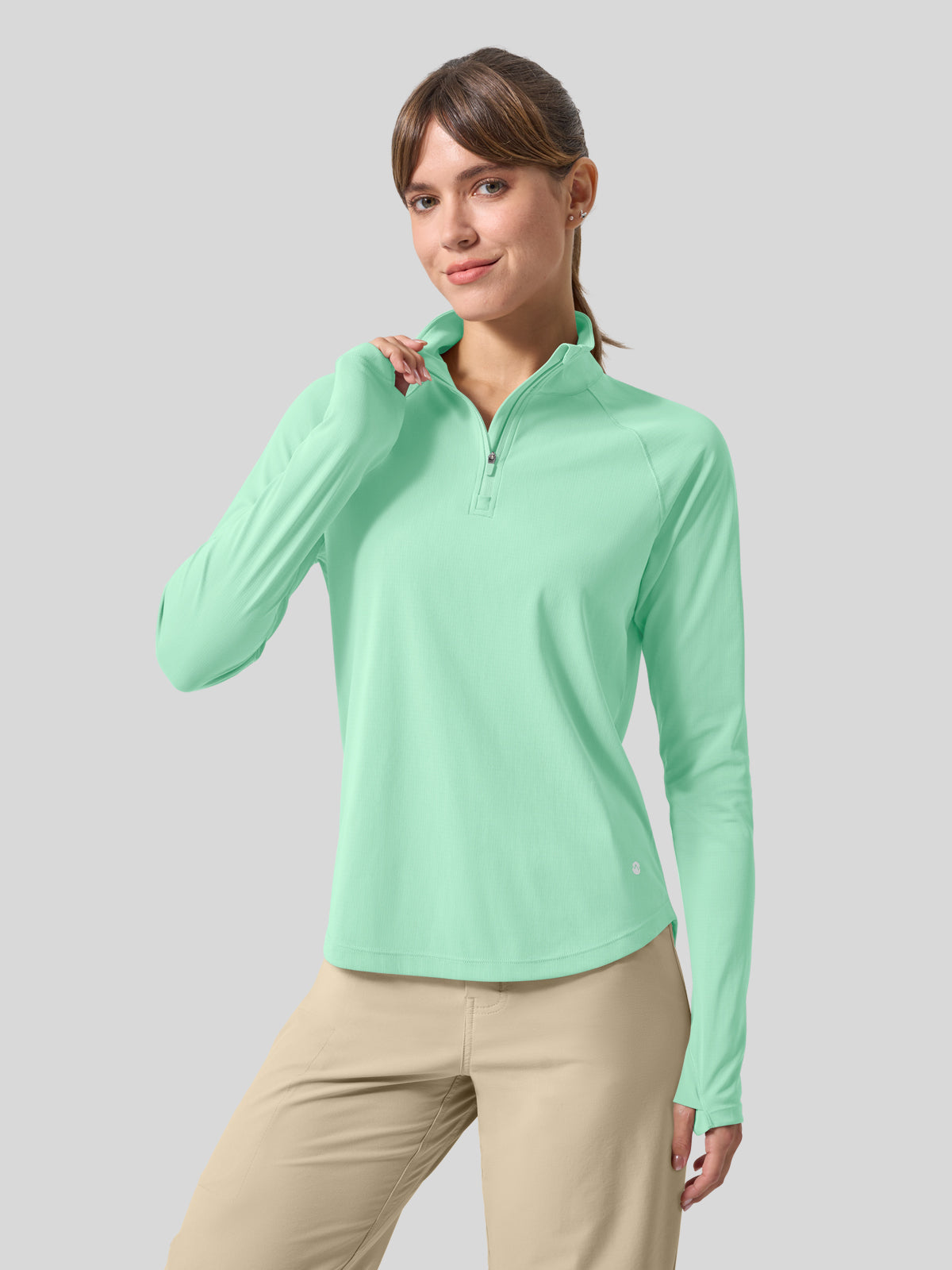 Women's Aero Sun Long Sleeve Zip Polo Shirt UPF 50+ - Image 38