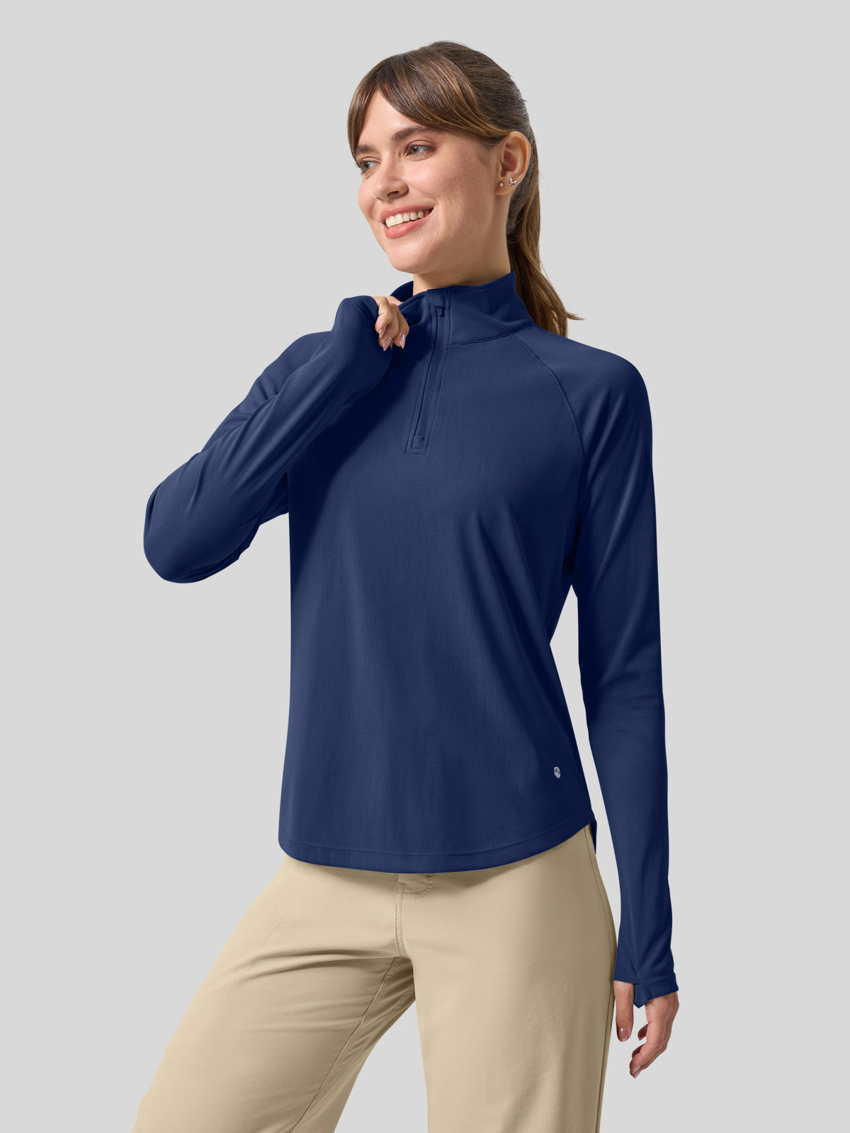 Women's Aero Sun Long Sleeve Zip Polo Shirt UPF 50+ - Image 13