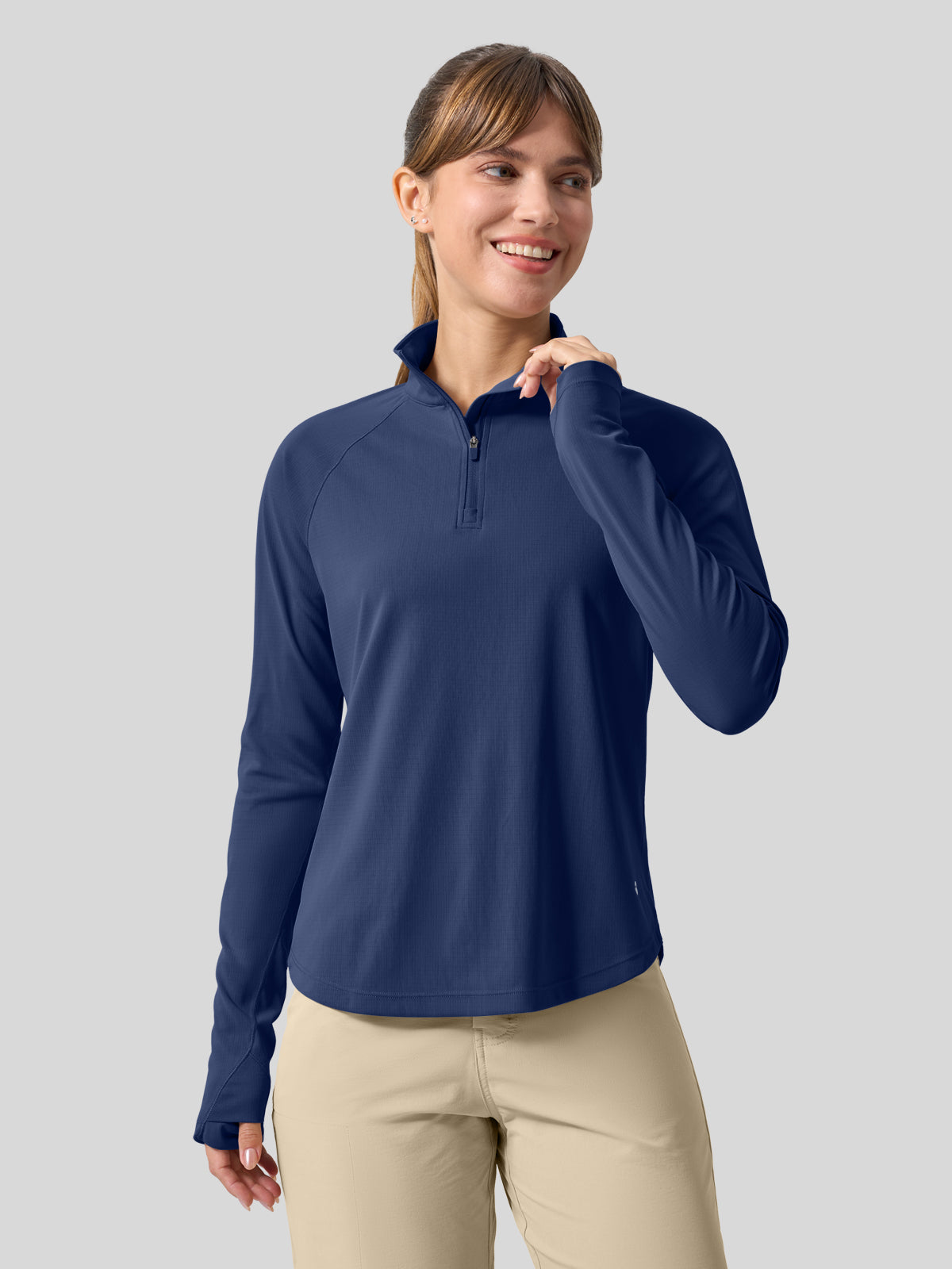 Women's Aero Sun Long Sleeve Zip Polo Shirt UPF 50+ - Image 12